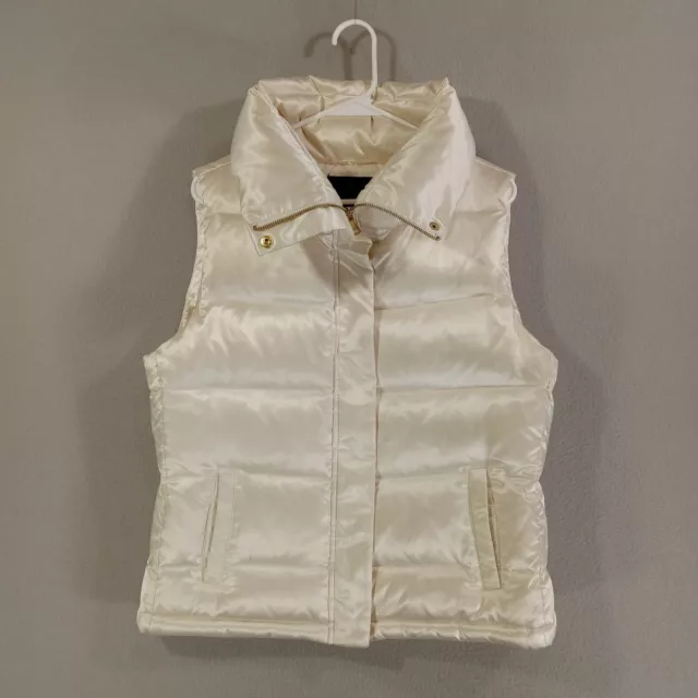 TALBOTS VEST WOMENS M Petite Cream Quilted Down Puffer Vest Shiny $17.47 -  PicClick