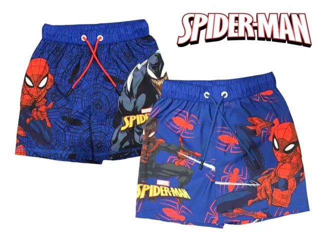 Boys Spiderman Swim Shorts Real Drawstring Pool Wear Summer 2 -10 Years Marvel