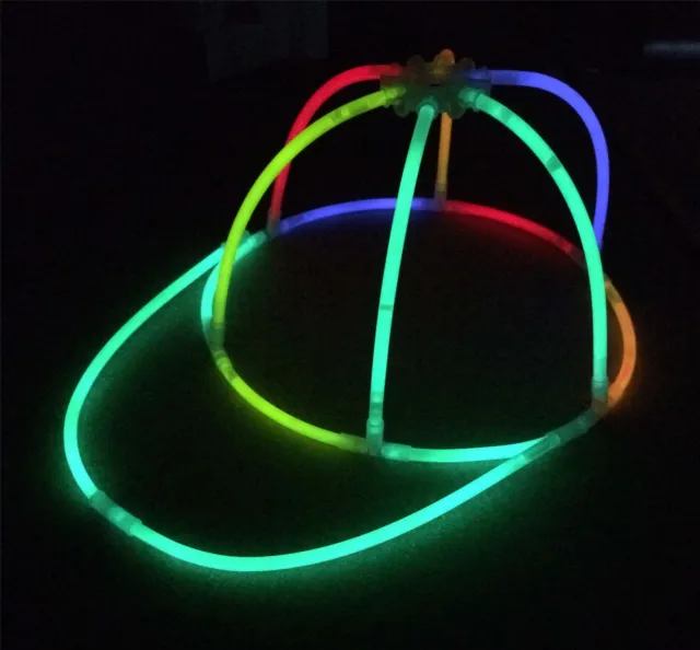 6x Glow in the Dark Cap - Glowing Hats - Glow Sticks, Parties, Festivals