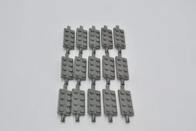 LEGO 15 x Achse Radhalter alt dunkelgrau Dark Gray Plate 2x4 with Pins 30157
