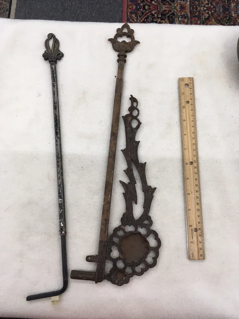 Antique Victorian Cast Iron Curtain Rods Swing Arm Pair Art Deco parts 2