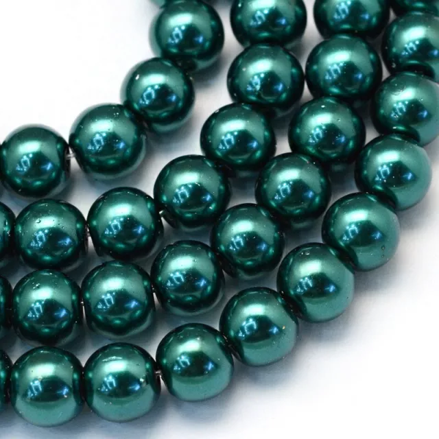 100x Glasperlen 8mm Glänzend Metallic Perlen Set Beads Glas Mix Schmuck Basteln