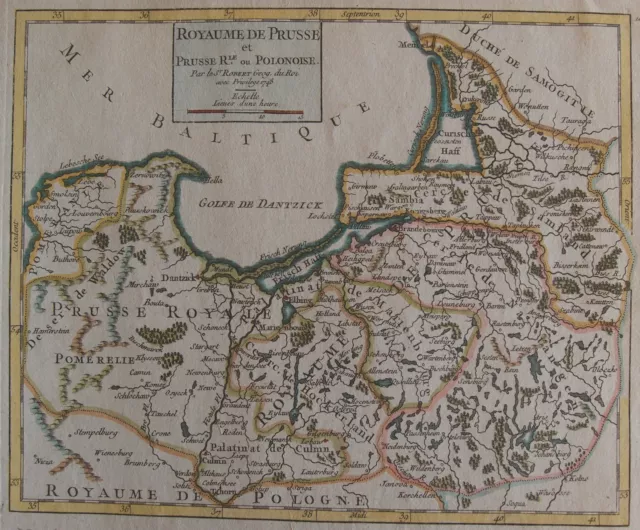 !Aktion!Preussen/Polska "Royaume de Prusse" color. Kupferstichkarte Robert~ 1750