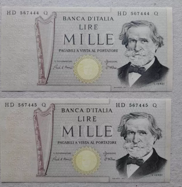 1000 lire Verdi II tipo variante medusa gialla molto rara in FDS rarità 3 