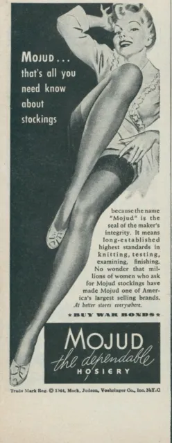 1944 Mojud Hosiery Pin Up Dependable Stockings Vtg Print Ad L34