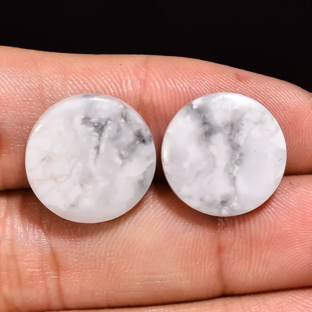 20.00Cts. 100% Natural Howlite Matched Pair Round Cabochon Loose Gemstone