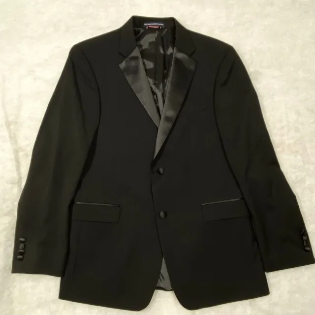 Tommy Hilfiger Black Tuxedo Jacket Size 40R Satin Notch Lapel Wedding Prom NWOT