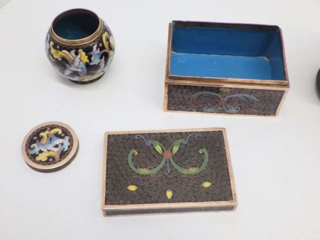 2 beautiful early 1900's Cloisonne  Boxes Japan Japanese