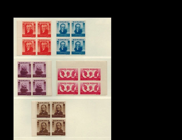 Rumänien, Mi 769-773, 1943, 4er.Blocks, **, postfrisch, Bogenrand