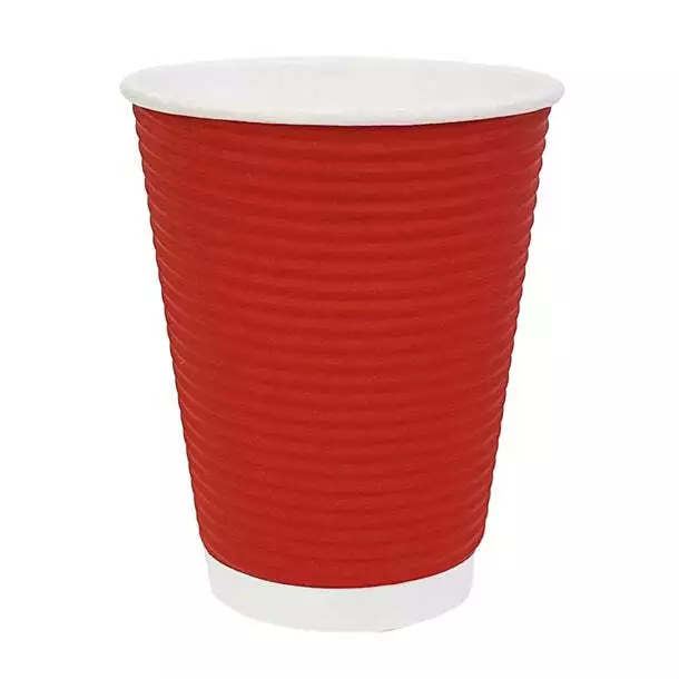 Fiesta Recyclable Takeaway Coffee Cups Ripple Wall Red 340ml (Pack of 500) PAS-G