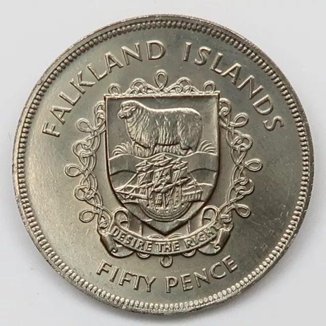 50 Pence 1977 Falkland Islands, Elizabeth II. Silver Jubilee