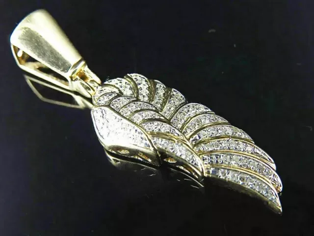 14k Yellow Gold Plated 1.80Ct Round Simulated Diamond Angel Wing Charm Pendant