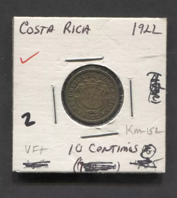 1922-Costa Rica- 10 Centimes-VF+