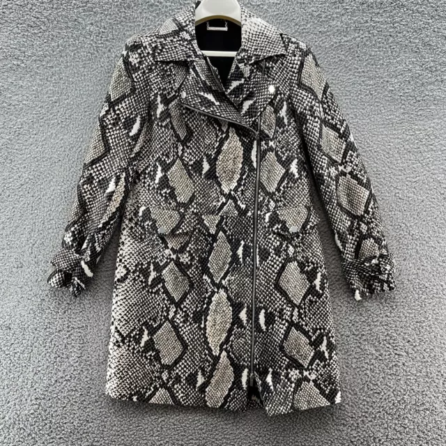 Diane Von Furstenberg Jacket Women 10 Gray Sally Animal Snake Print Moto Trench 2