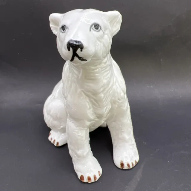 Vtg Porcelain Bone China ceramic White Sitting Polar Bear Figurine 3.5" Taiwan