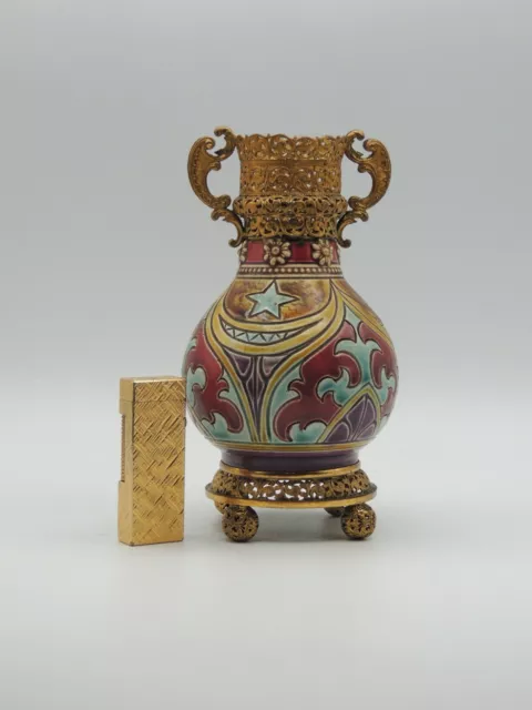 Petit vase monté en émaux de Sarreguemines réf/ 218