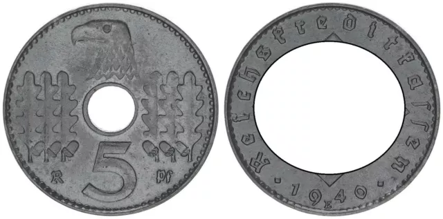 Reichskreditkassen 5 Pfennig J.618 1940 E seltenes Münzzeichen vz 70834