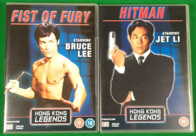 Fist Of Fury (DVD, 2005) + Hitman (DVD, 2006) Bruce Lee Jet Li Hong Kong Legends