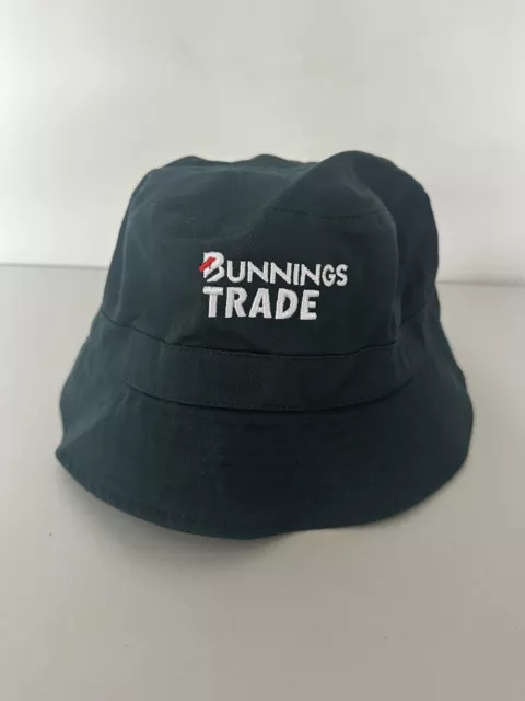 BUNNINGS Trade bucket hat green embroidered one size fits most cotton