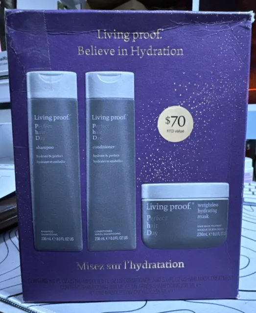 Living Proof Believe in Hydration Kit: shampoo, conditioner, mask NEW $113 Value