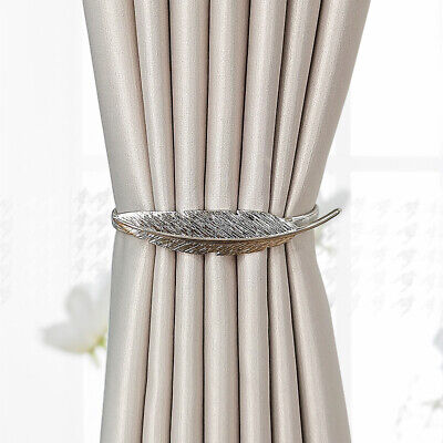 2x Leaf/Flower Curtain Tie Back Hold Backs Holder Metal Hooks Gold Silver Decor