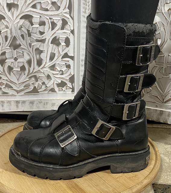 Harley Davidson Women’s Motorcycle Riding Boot Sz 8.5 Steel Toe Buckles Vintage