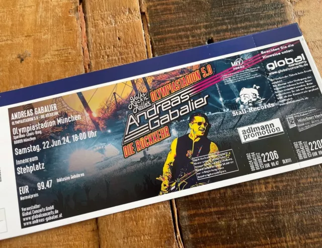 4x Andreas Gabalier Konzertkarten/Tickets Olympiastadion München 22.06.2024