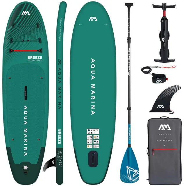 AQUA MARINA BREEZE SUP Board Stand Up Paddle aufblasbar CARBON Paddel