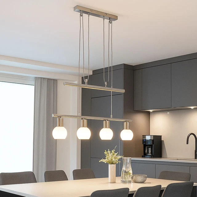 Lampadario LED Legno Per Cucina Dimmerabile - Telecomando E App Control, Regolabile In Altezza 120cm - Foto 8