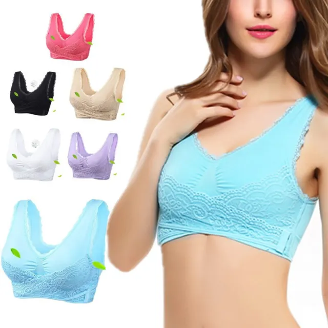WOMENS FRONT CROSS Side Buckle Wireless Lace Gym Crop Top Padded Bra Sport  Yoga £5.63 - PicClick UK