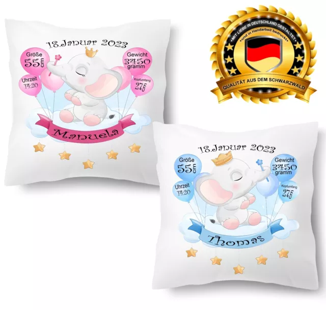 Geburtskissen Personalisiertes Kissen, Babygeschenk Geburt, Fotokissen mit Namen