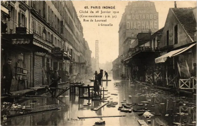 CPA PARIS 15e Rue de Lourmel. a Grenelle Paris INONDE 1910 (536070)