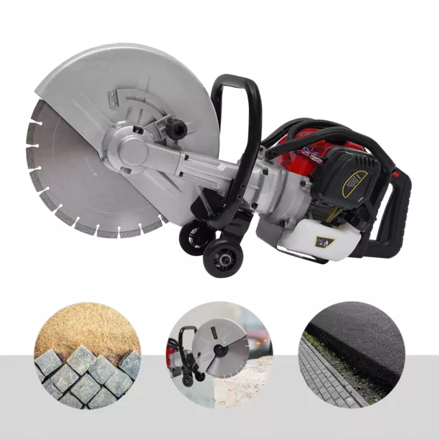 2-Stroke 52cc Gas Power Cement Cut Off-Saw Concrete Masonry Cutting Tool 350mm