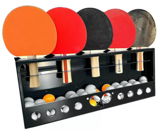 Table Tennis Bat & Ball Holder Storage Display Unit Wall Mounted Sport Ping Pong