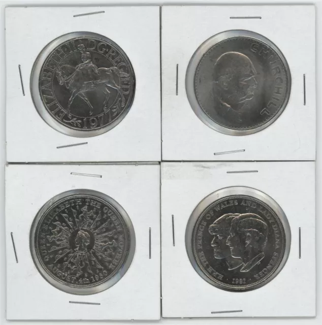 1965 1977 1980 1981 Britain 25 Shillings Crown Size Lot of 4 Elizabeth II #15015