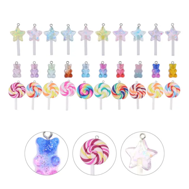 30 Pcs Simulation Candy Pendant Resin Miss Lollipop Decorations