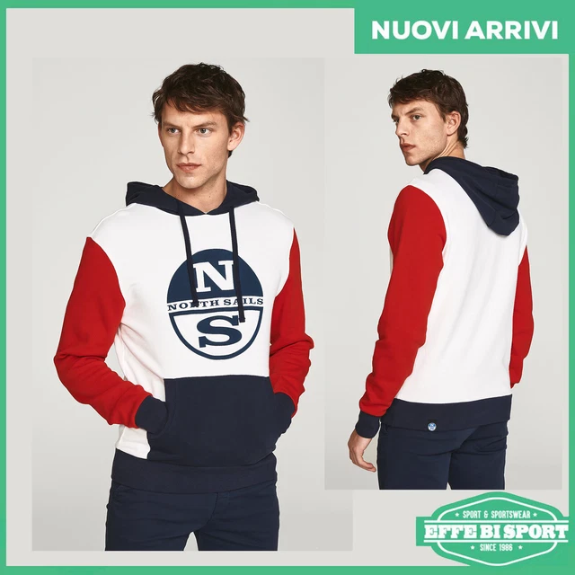 Felpa North Sails uomo maglia con cappuccio manica lunga tasca a marsupio cotone
