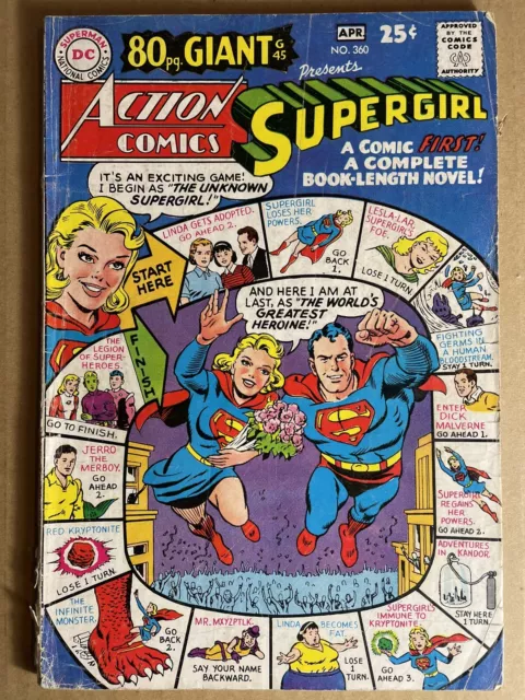 Action Comics #360 (1968) Key! Origin Of Supergirl Silver Age Dc Comics