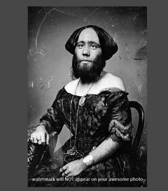 Vintage Circus Freak Bearded Lady PHOTO PT Barnum Sideshow Woman Girl