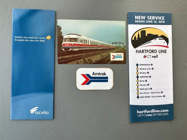 Lot Of 4 Railroad Items Turbo Train, Acela, Hartford Line Inaugural Timetable