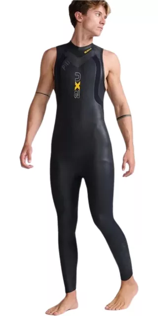 2XU Mens Propel P:1 Sleeveless Swim Wetsuit - Black / Ambition