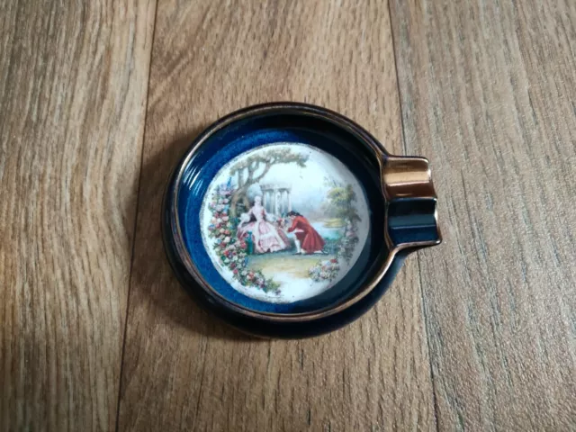 Carlton Ware Blue Classic Scene Royale Modern Ashtray With 2 Rests On One Side.