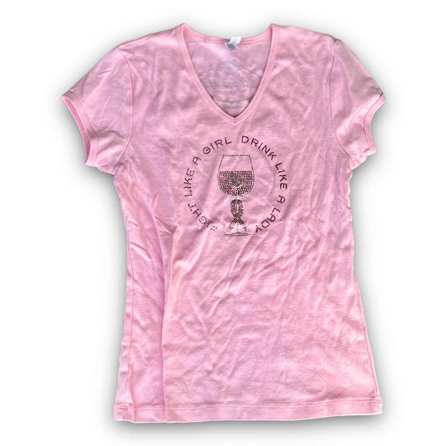 "Fight Like A Girl Drink Like A Lady" Shirt Top Short Sleeve Woman's Size Small.