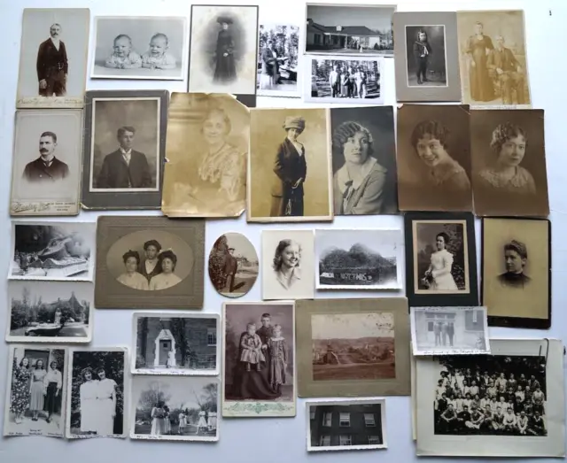 Antique Old Photographs Black and White Photos, Vintage / Victorian -  Lot of 32