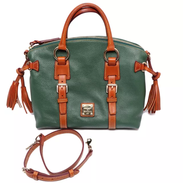 Dooney & Bourke Green Pebble Grain Bristol Satchel w Removable Crossbody Strap