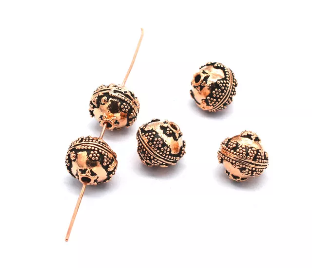 10 Pcs 10mm Bali Bead Oxidized Copper Jewelry Making Bead