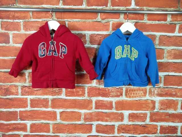 Baby Boys Bundle Age 6-9 Months 100% Gap Sweat Hoodie Jacket Red Blue Set  74Cm