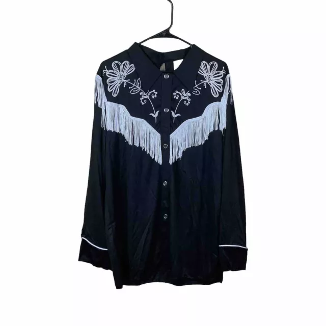 Barbie Movie Cowboy Ken Mens Shirt Adult Large Black Fringe Halloween Costume