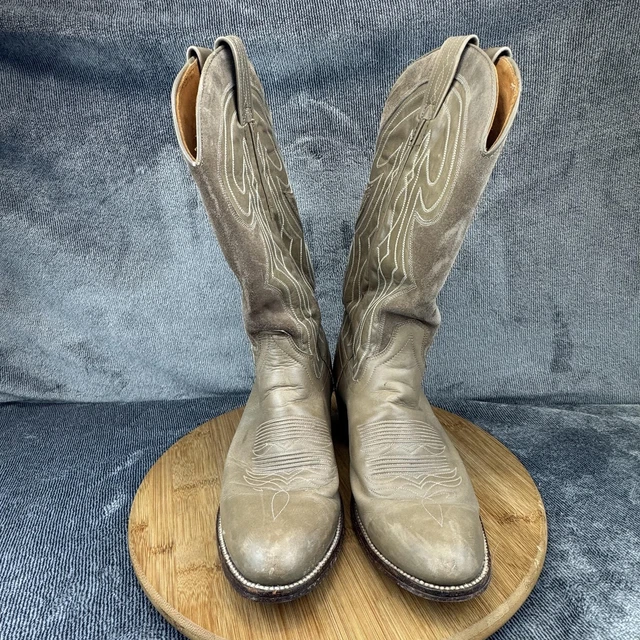DAN POST BOOTS Mens Size 8.5D Gray Leather Western Cowboy Stitch Spain