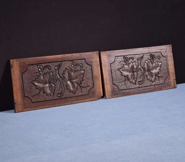 *French Antique Hand Carved Architectural Panels Solid Oak Wood Salvage